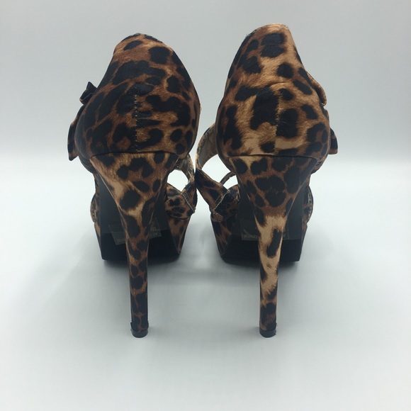Pazzle Cheetah Print Satin Bow Heels Size 7 - Picture 6 of 6